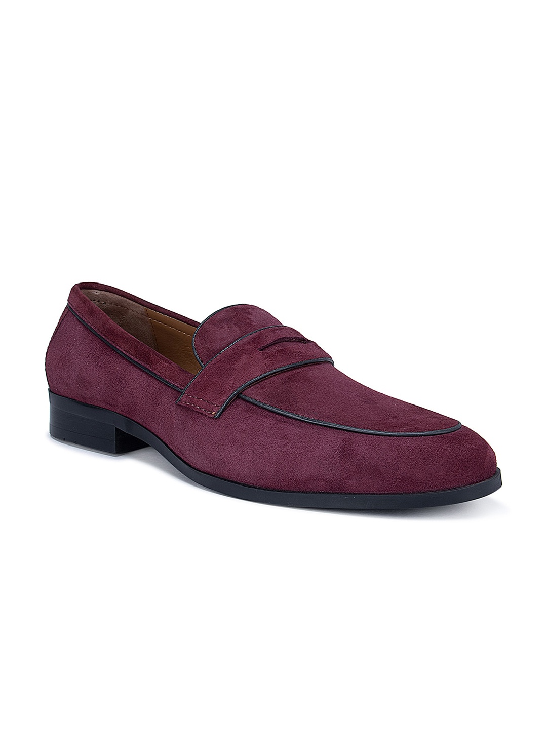 

ROSSO BRUNELLO Men Burgundy Leather Formal Loafers