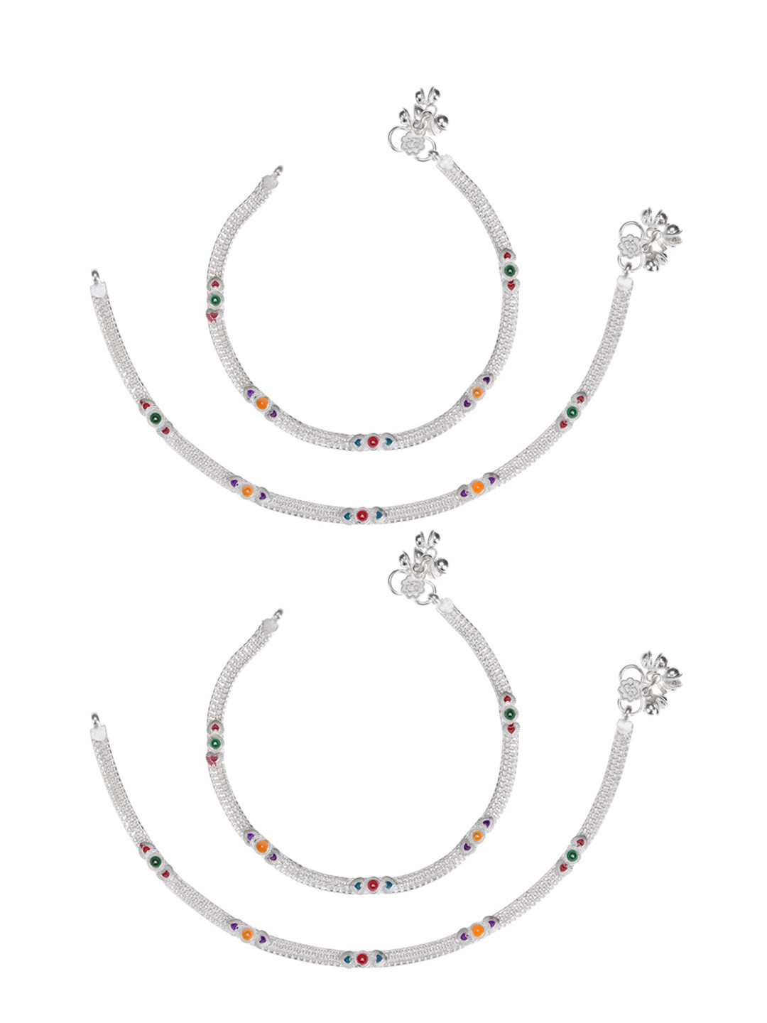 

AanyaCentric Set Of 2 Silver-Plated Anklets