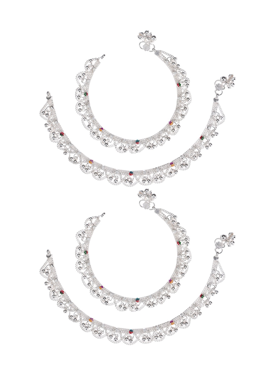 

AanyaCentric Set Of 2 Silver-Plated White Anklets