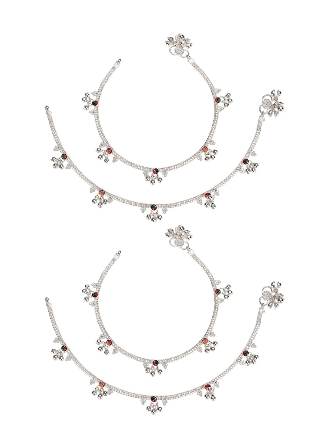 

AanyaCentric Set Of 2 Silver-Plated Anklets