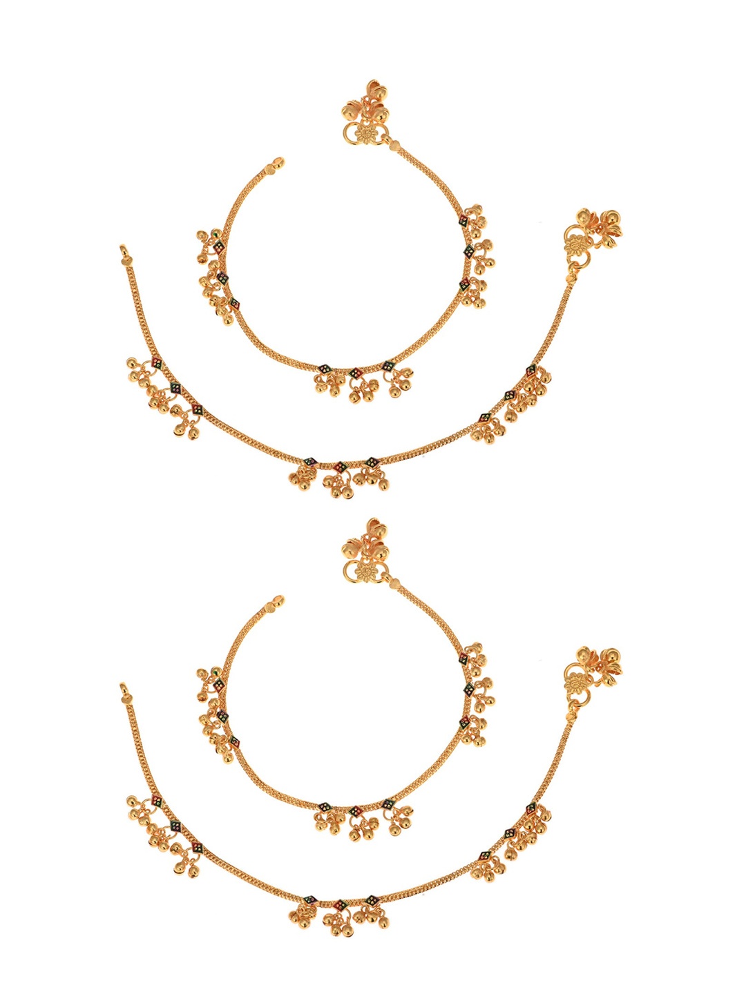 

AanyaCentric Set Of 2 Gold-Plated Anklets