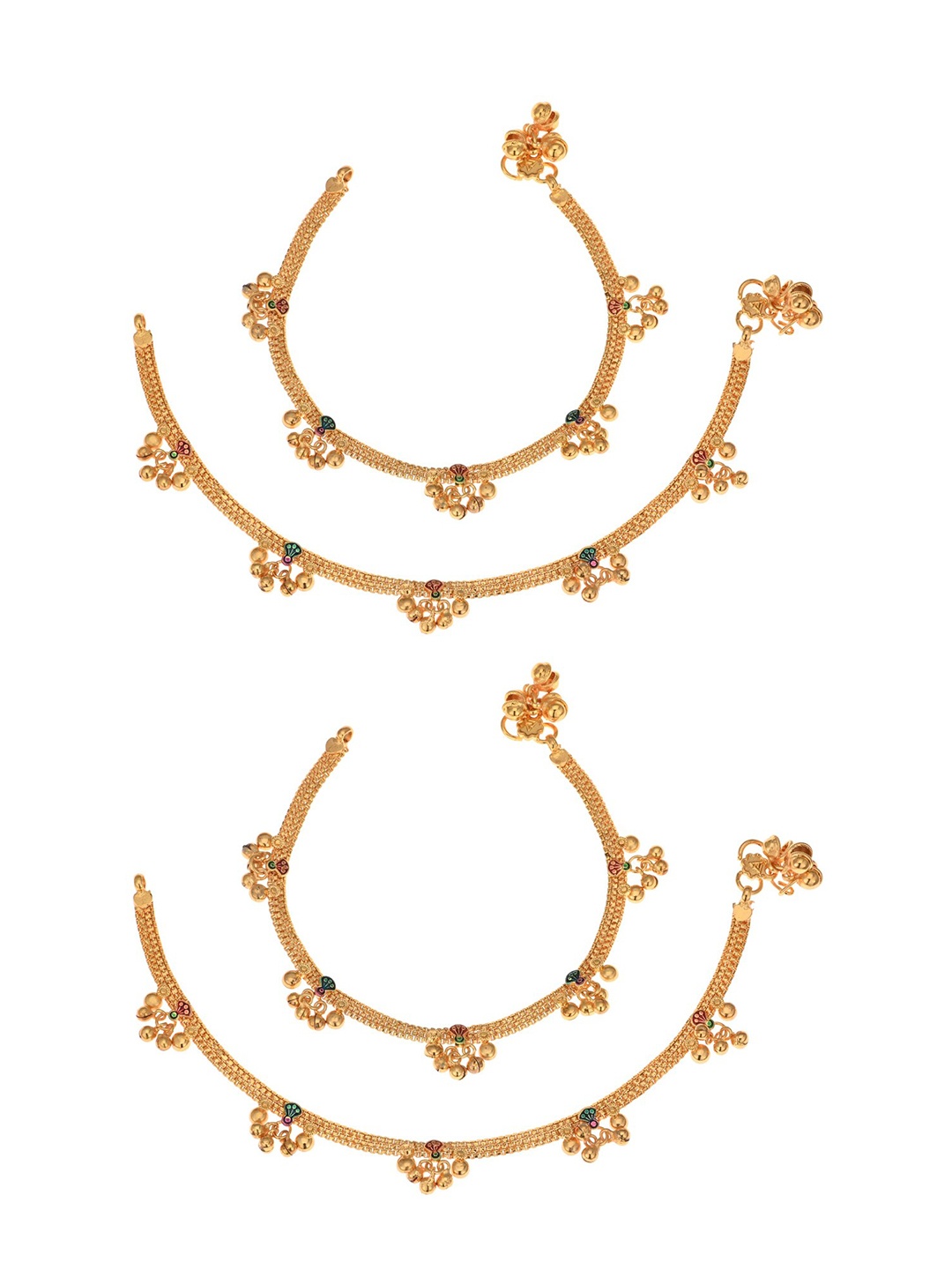

AanyaCentric Set Of 2 Gold-Plated Anklets