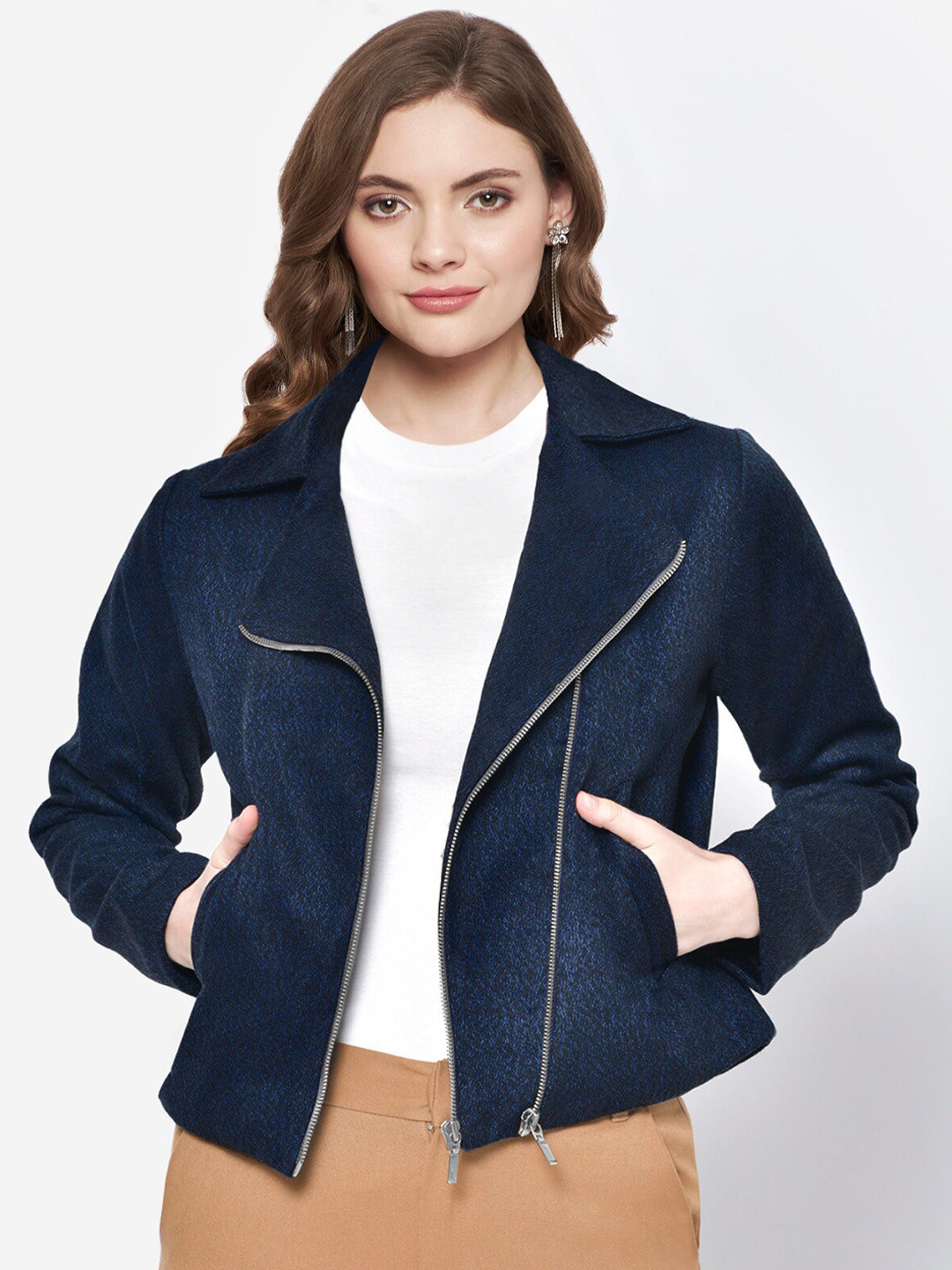 

Martini Women Blue Suede Tailored Jacket