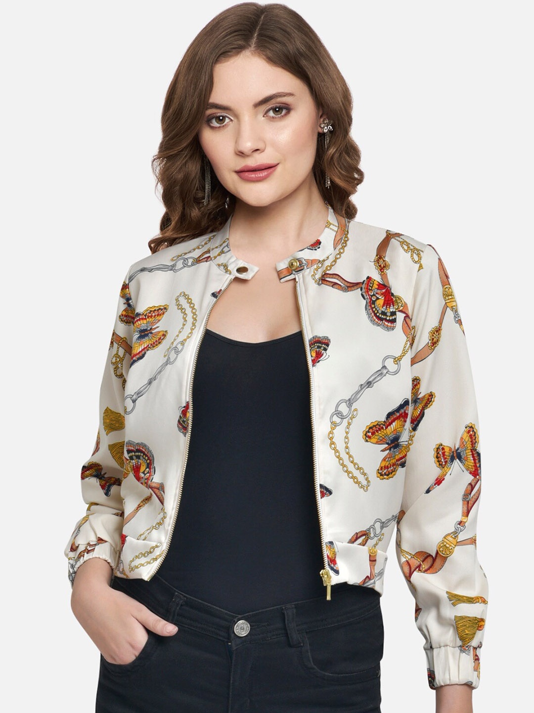 

Martini Women Off White Lightweight Crop Open Front Jacket