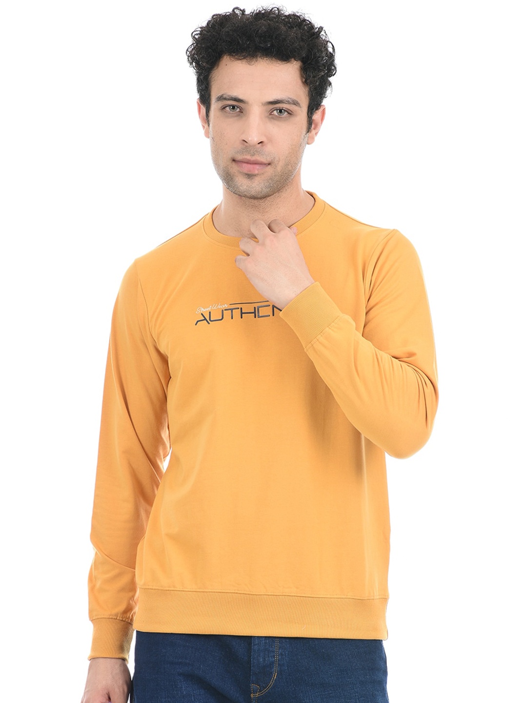 

Cloak & Decker by Monte Carlo Men Yellow Typography Printed Cotton Sweatshirt
