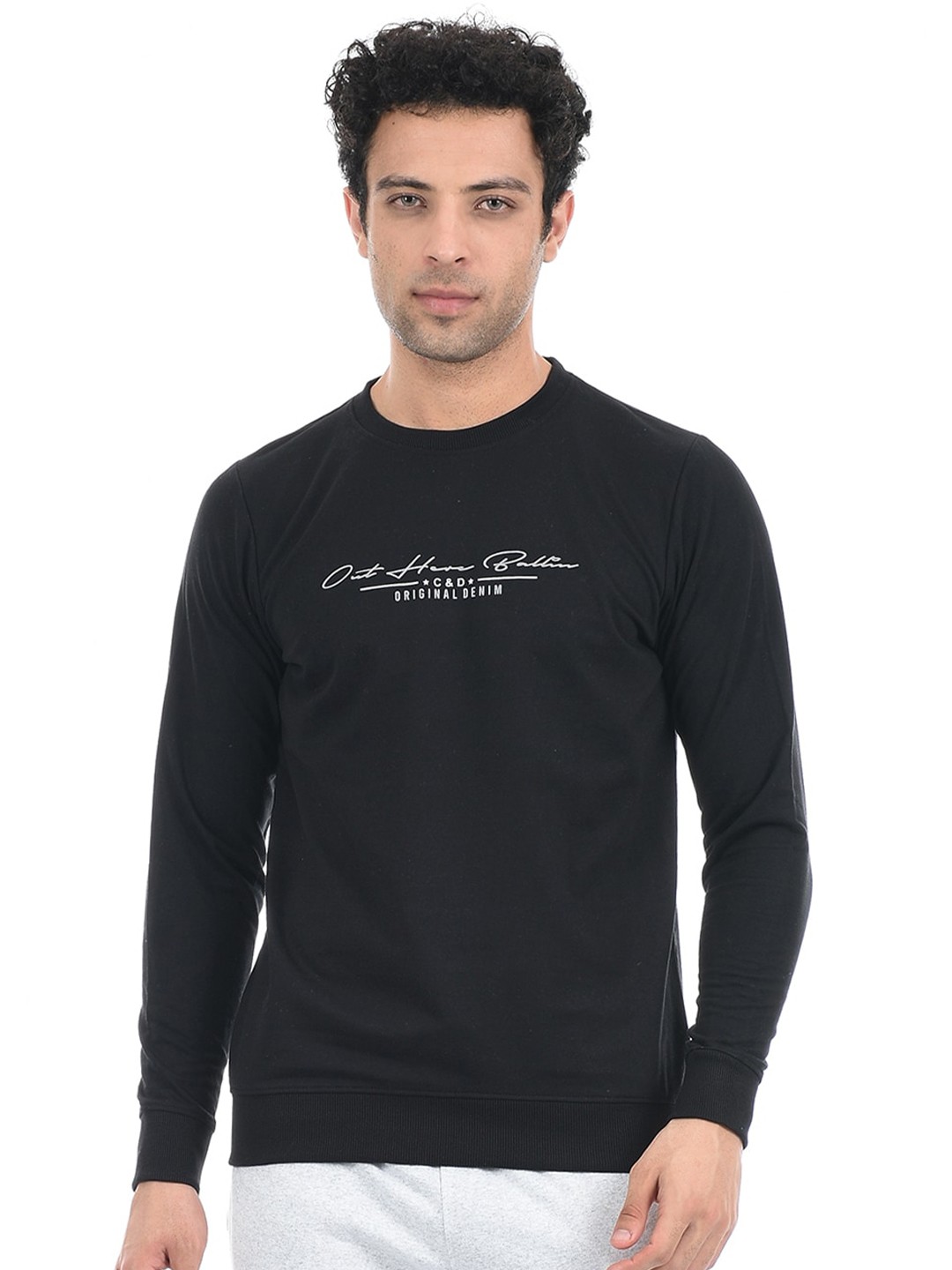 

Cloak & Decker by Monte Carlo Men Black Printed Cotton Sweatshirt