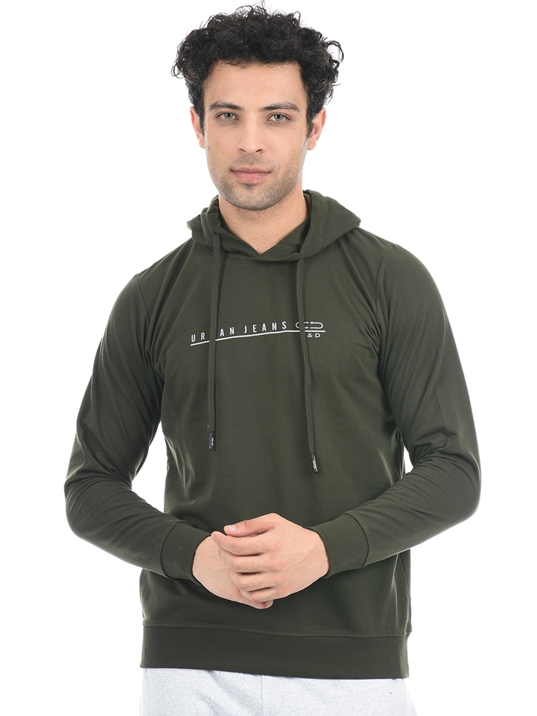 

Cloak & Decker by Monte Carlo Men Olive Green Printed Hooded Cotton Sweatshirt