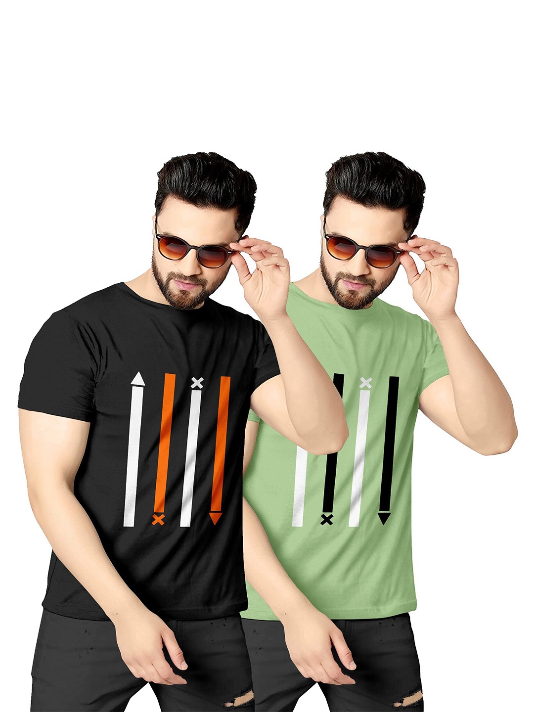 

KAJARU Men Black & Green Printed T-shirt