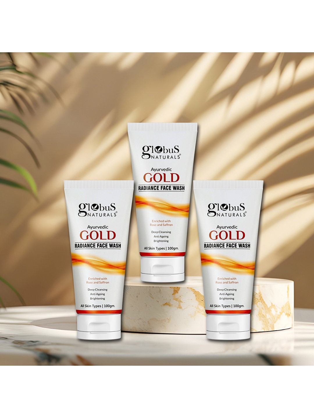 

Globus naturals Set Of 3 Gold Radiance Anti Ageing & Brightening Face Wash, 100 gm Each