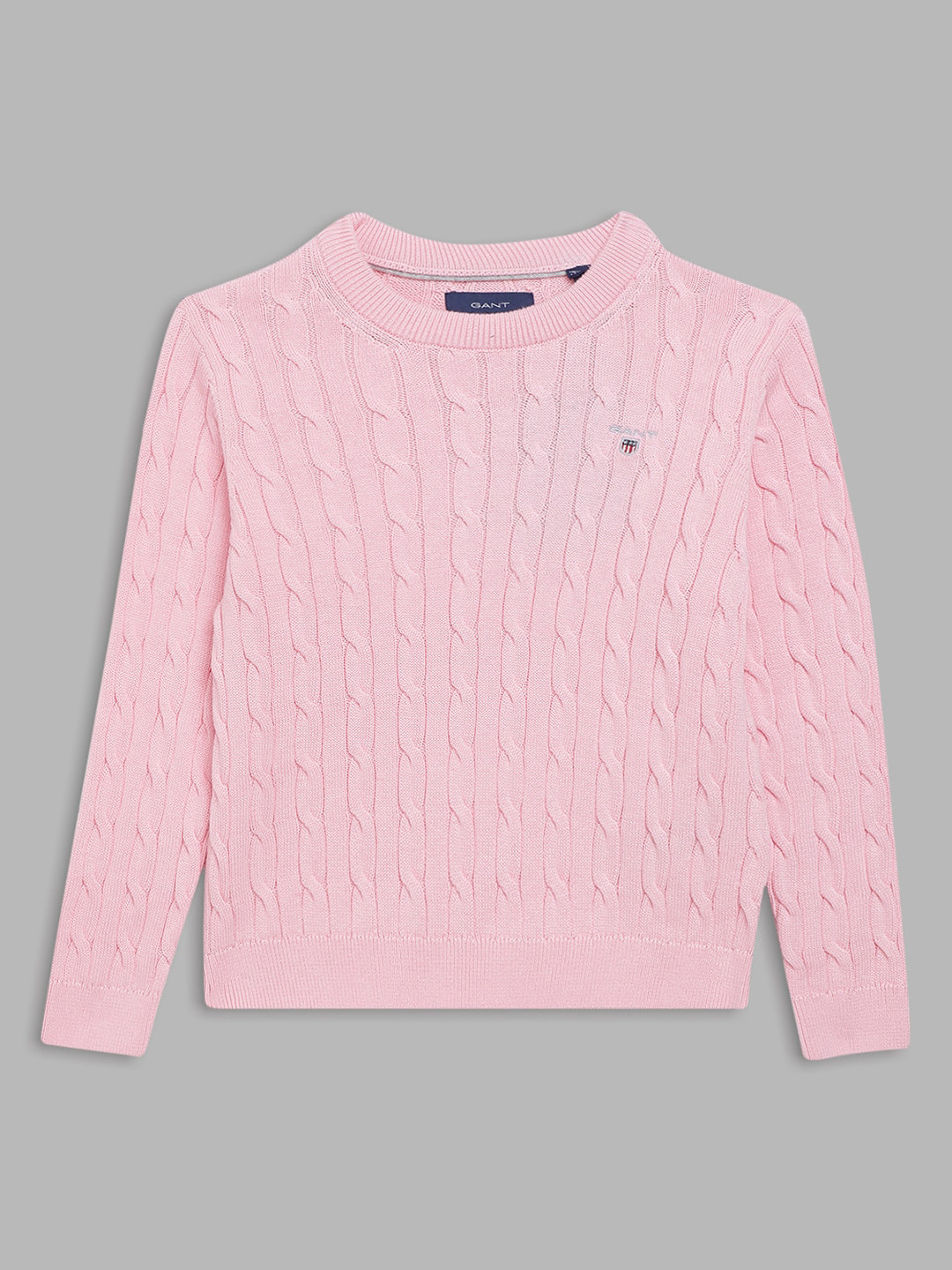 

GANT Boys White Cable Knit Cotton Pullover