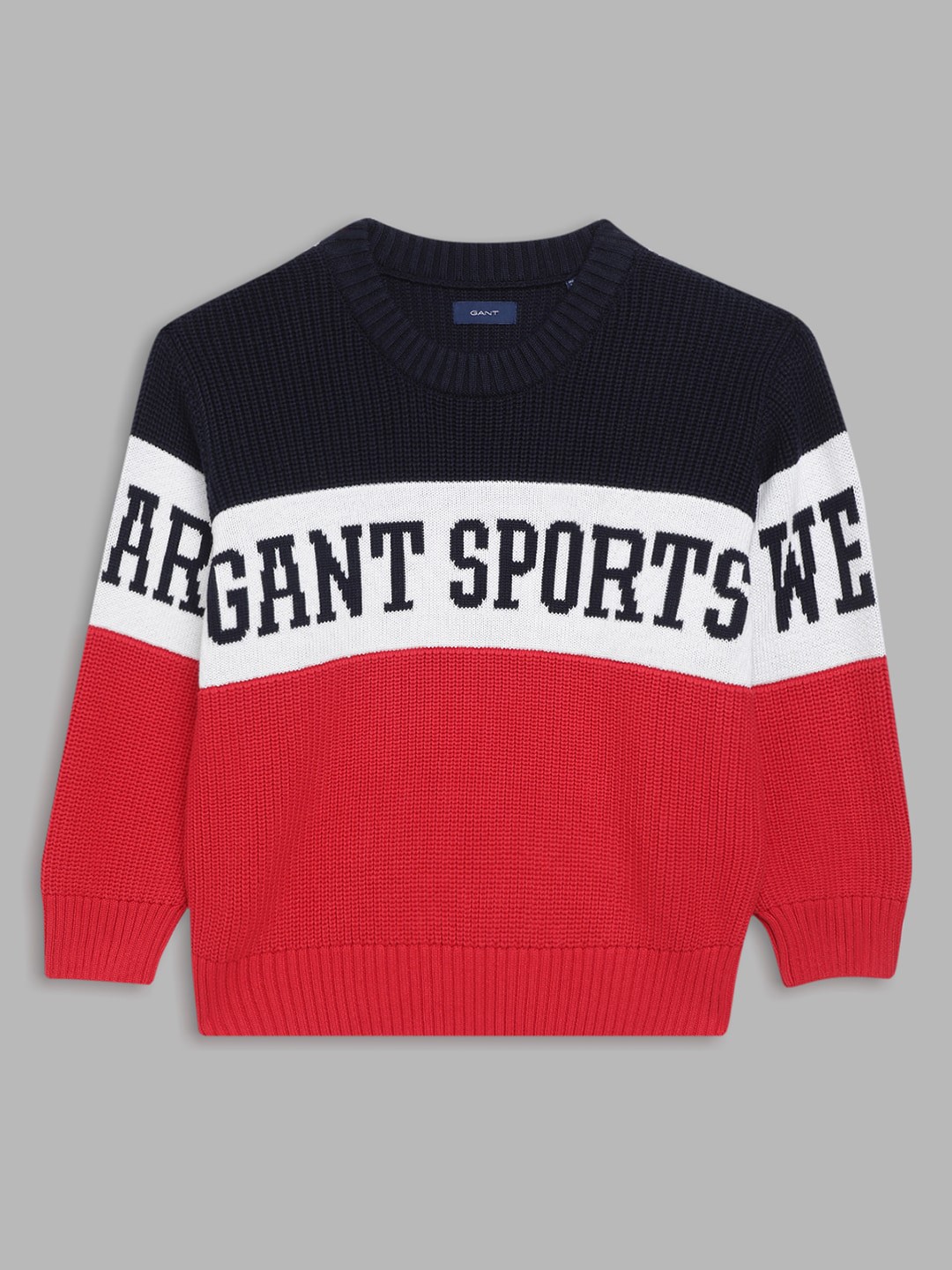 

GANT Boys Relaxed Fit Logo Mania Round Neck Pullover, Navy blue