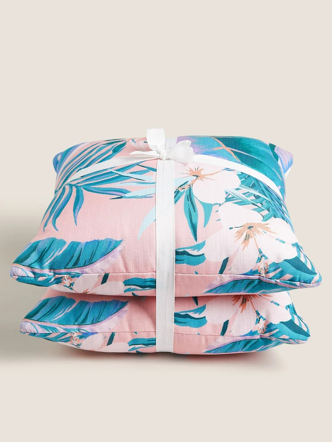 

Marks & Spencer Pink & Blue Set of 2 Printed Out Trop Cushions