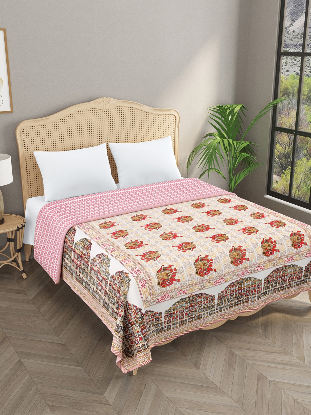 

Gulaab Jaipur Yellow & White Ethnic Motifs AC Room 300 GSM Cotton Single Bed Dohar