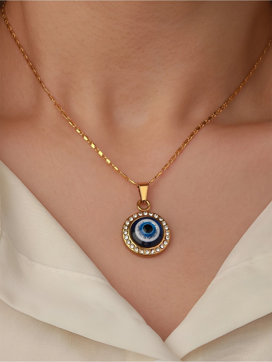 

Pinapes Gold-Toned & Blue Gold-Plated Necklace