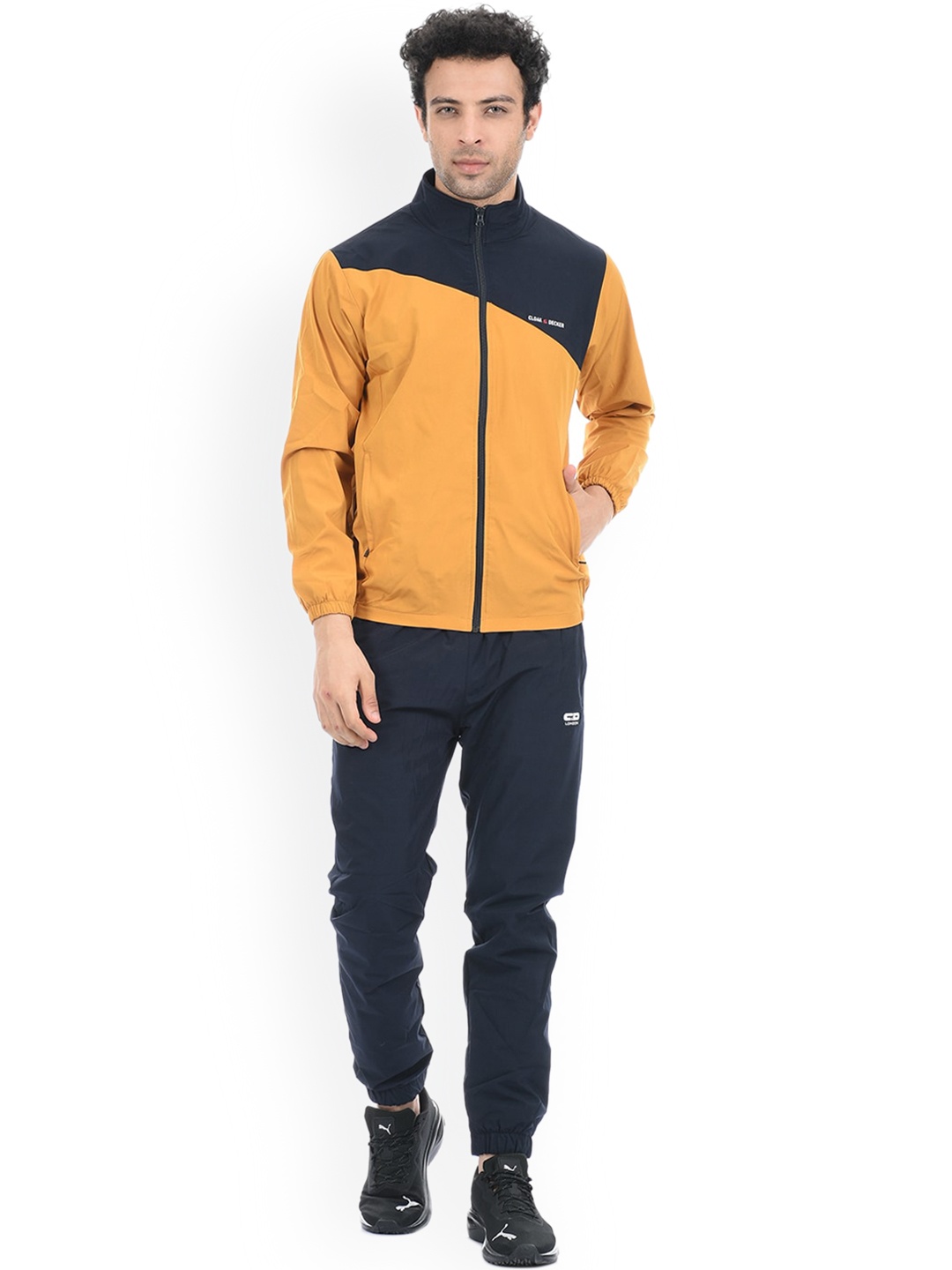 

Cloak & Decker by Monte Carlo Men Navy Blue & Mustard Yellow Colorblocked Tracksuits