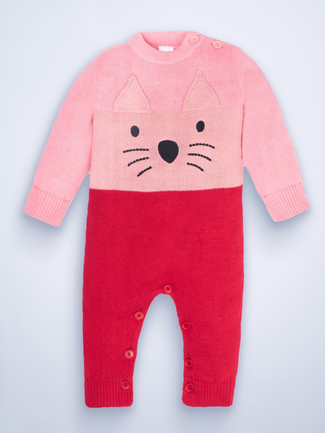 

Mylo Kids Colourblocked Full Sleeves Cotton Romper, Pink