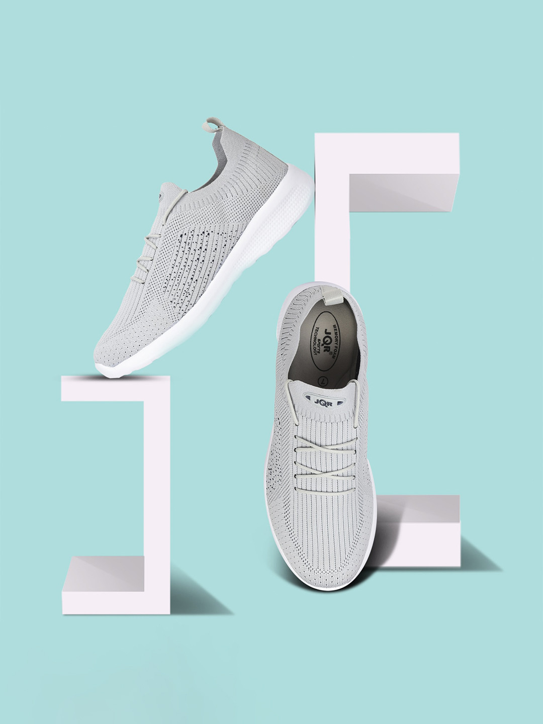 

JQR Men Grey Connect Mesh Running Shoes