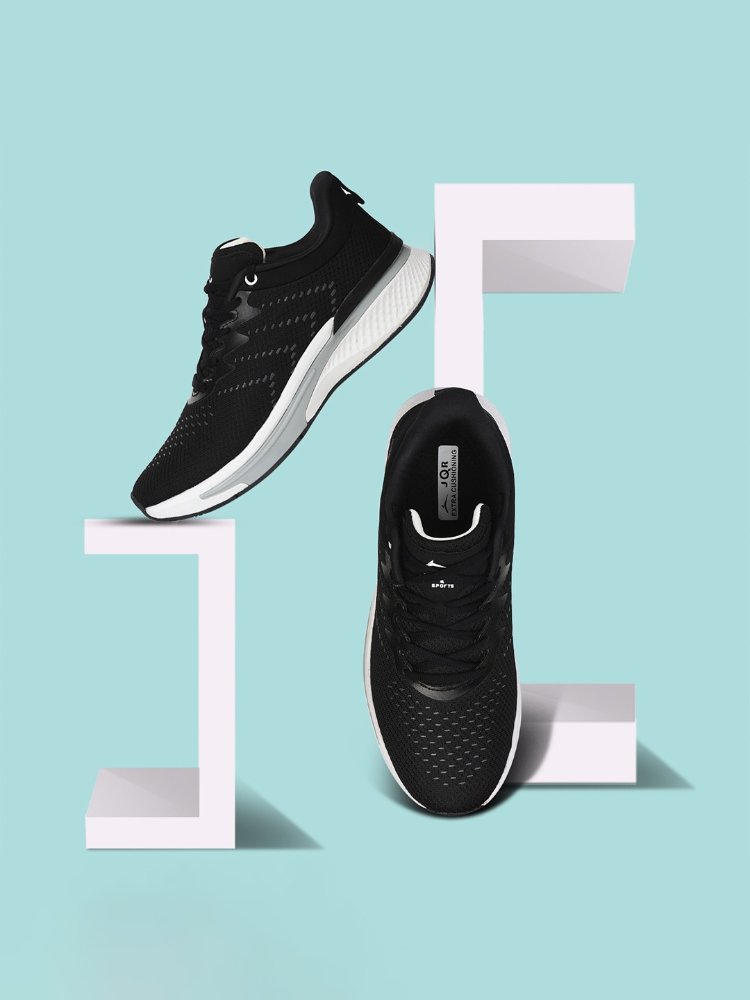 

JQR Men VISIT Black Mesh Running Shoes