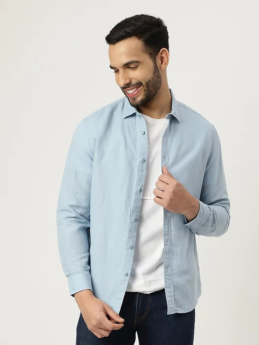 

Marks & Spencer Men Blue Casual Solid Shirt
