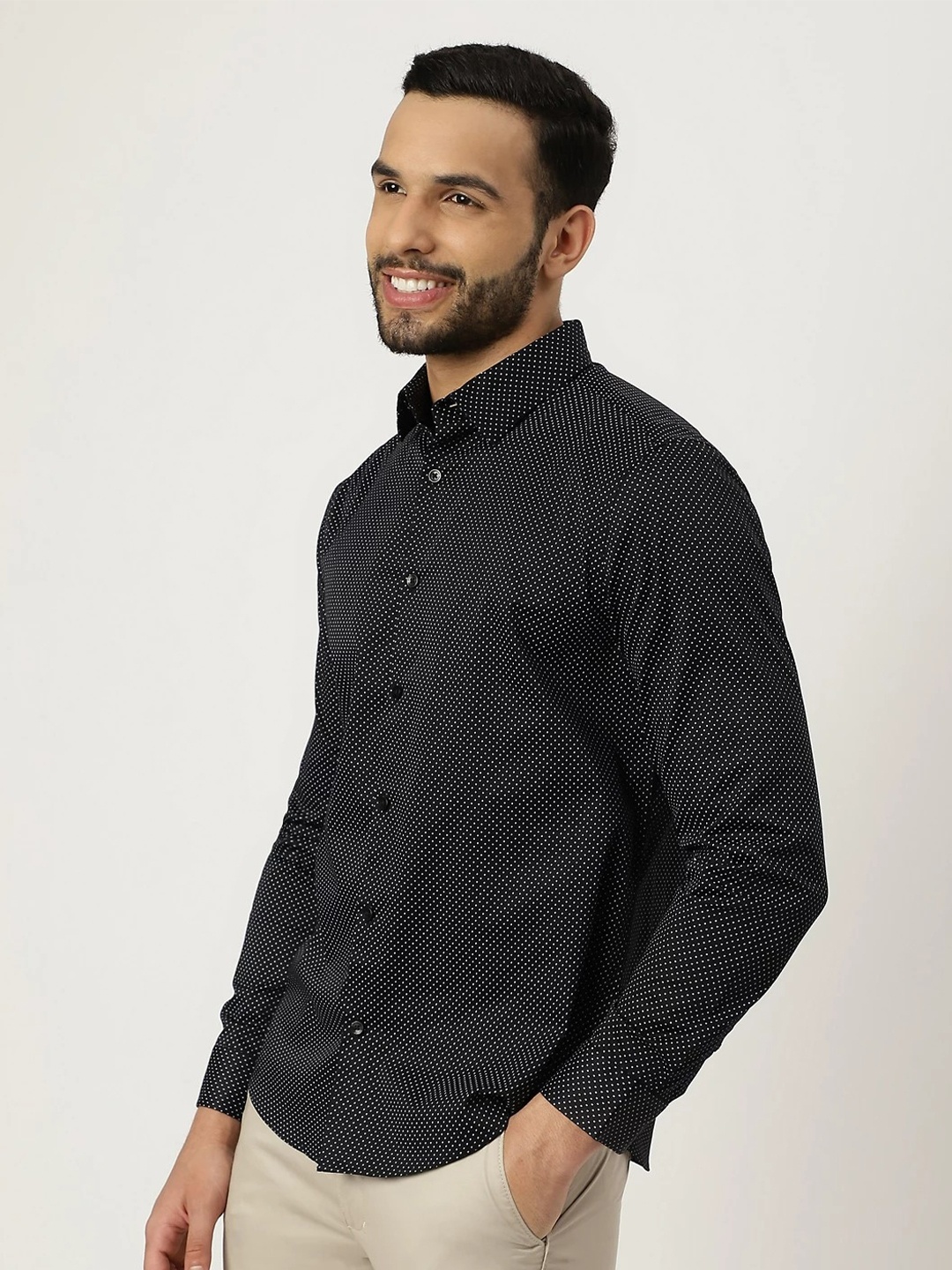 

Marks & Spencer Men Casual Printed Shirt, Black