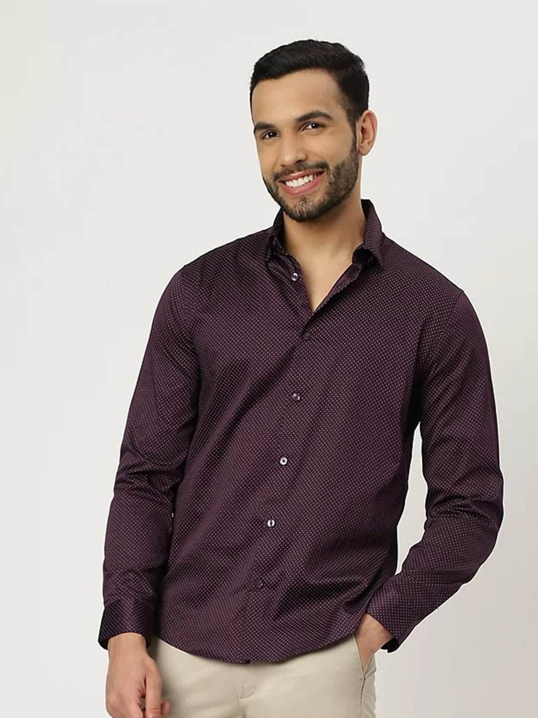 

Marks & Spencer Men Casual Printed Shirt, Purple