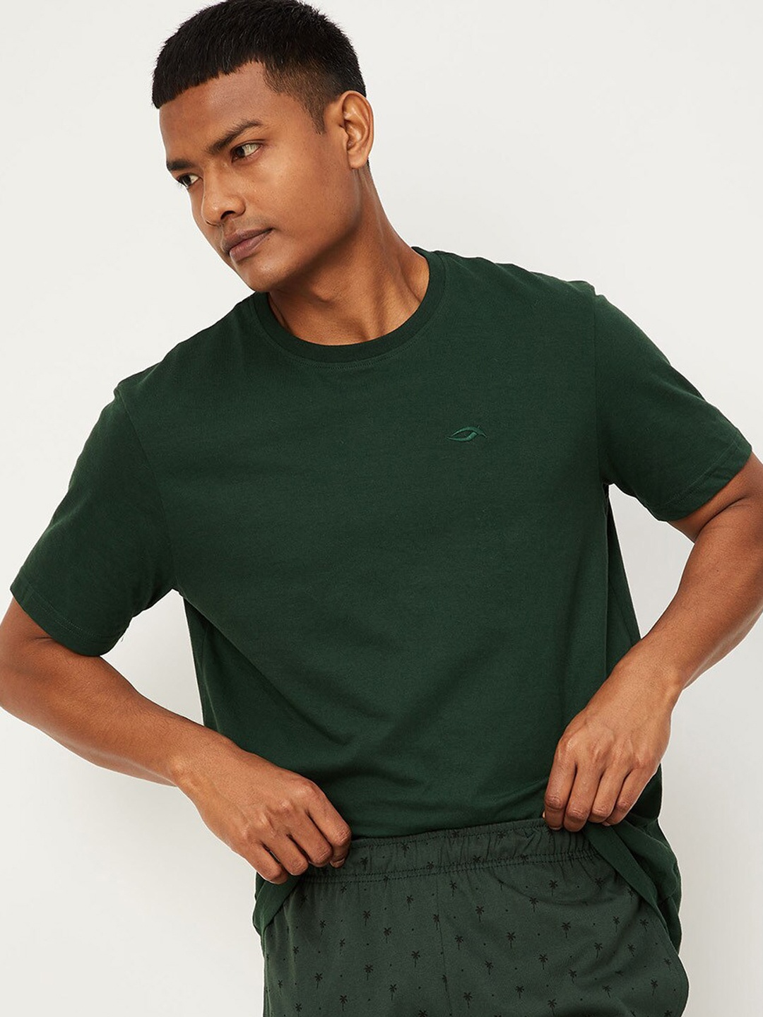 

max Olive Black Cotton Lounge Tshirts, Green