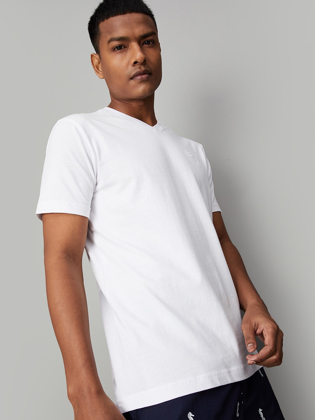 

max Men White Pure Cotton Lounge Tshirts