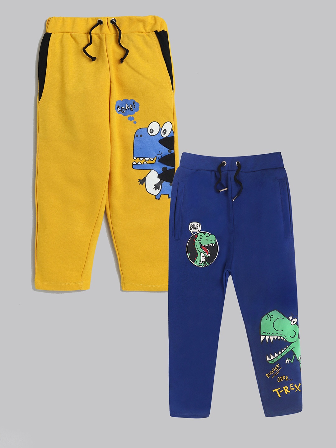 

YK Boys Pack Of 2 Printed Cotton Track Pants, Yellow