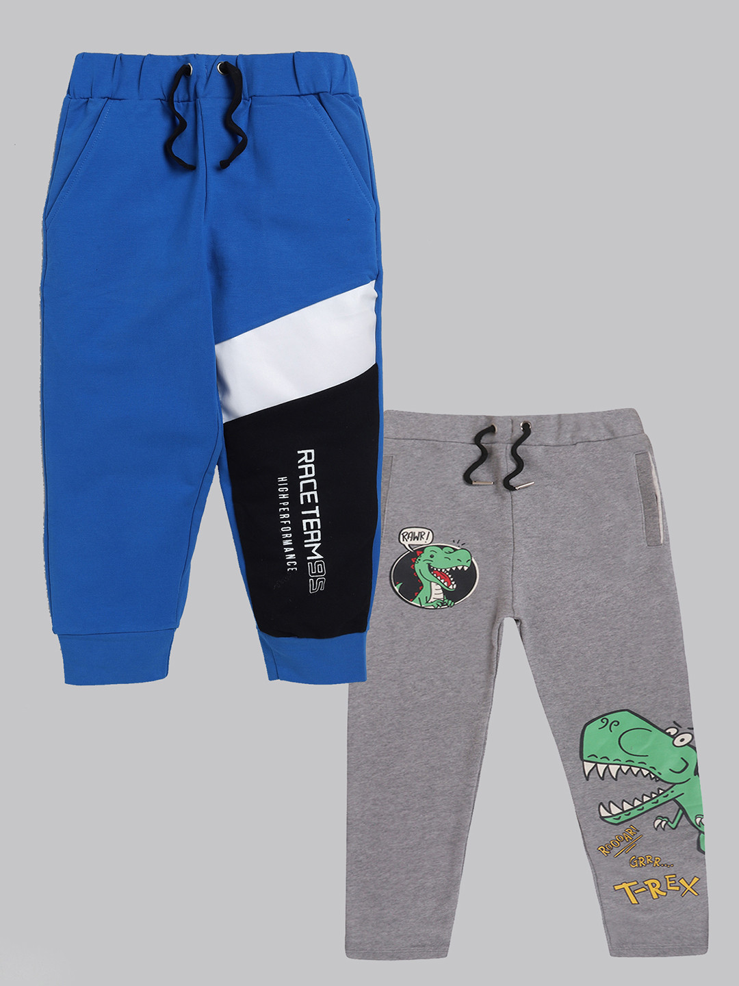 

YK Boys Pack Of 2 Graphic Printed Cotton Joggers, Blue