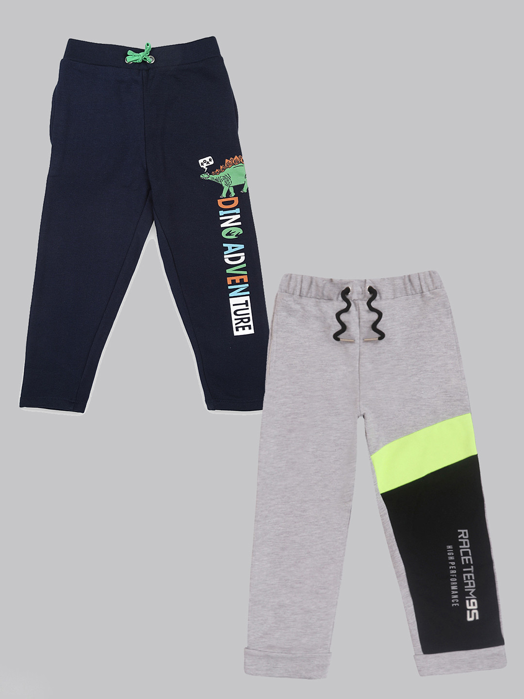 

YK Boys Pack Of 2 Printed Cotton Joggers, Grey