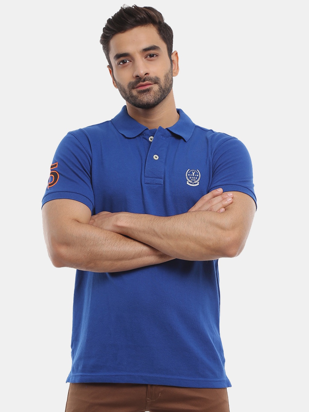 

V-Mart Men Blue Polo Collar Cotton T-shirt