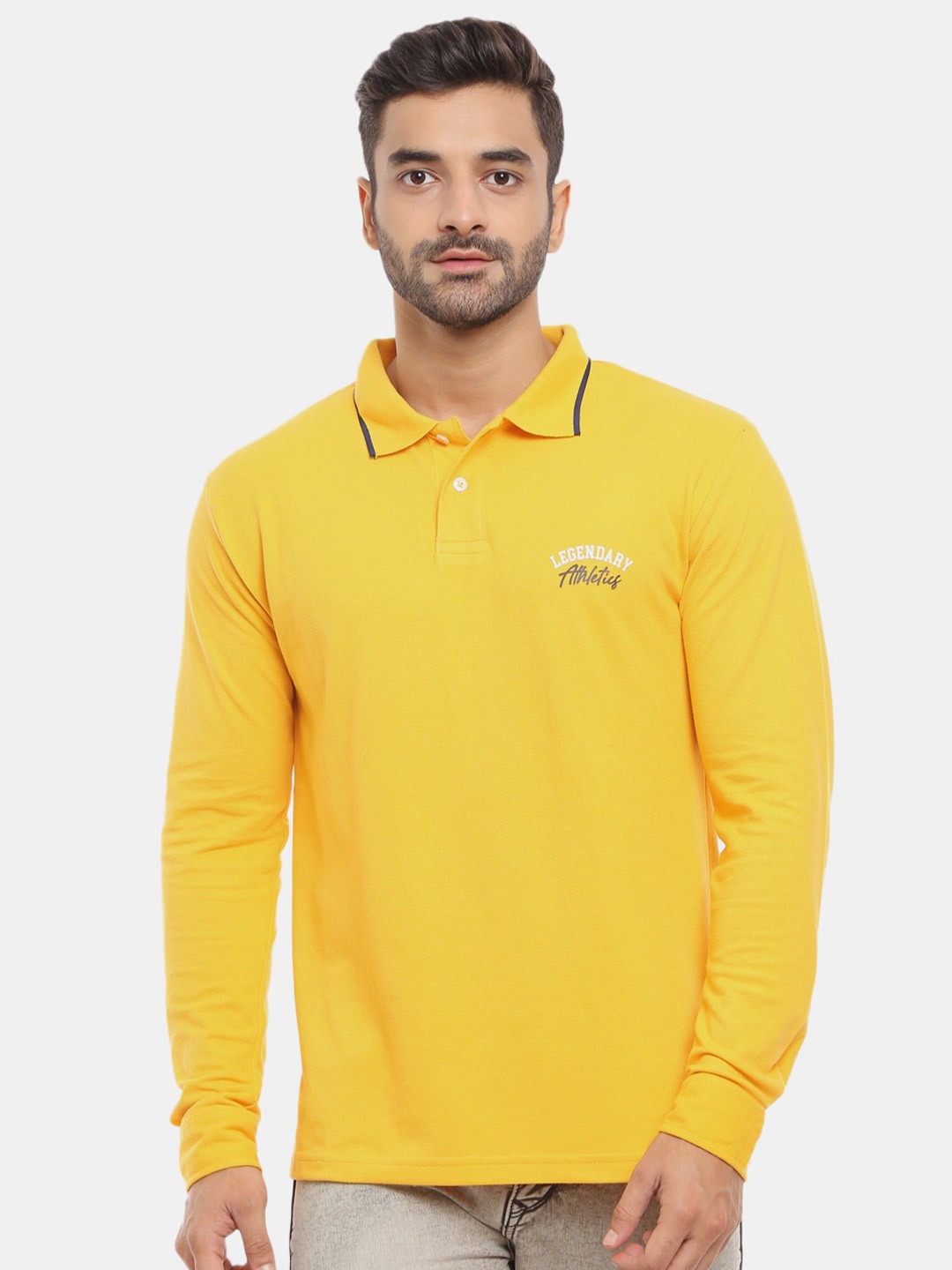 

V-Mart Men Yellow Polo Collar T-shirt
