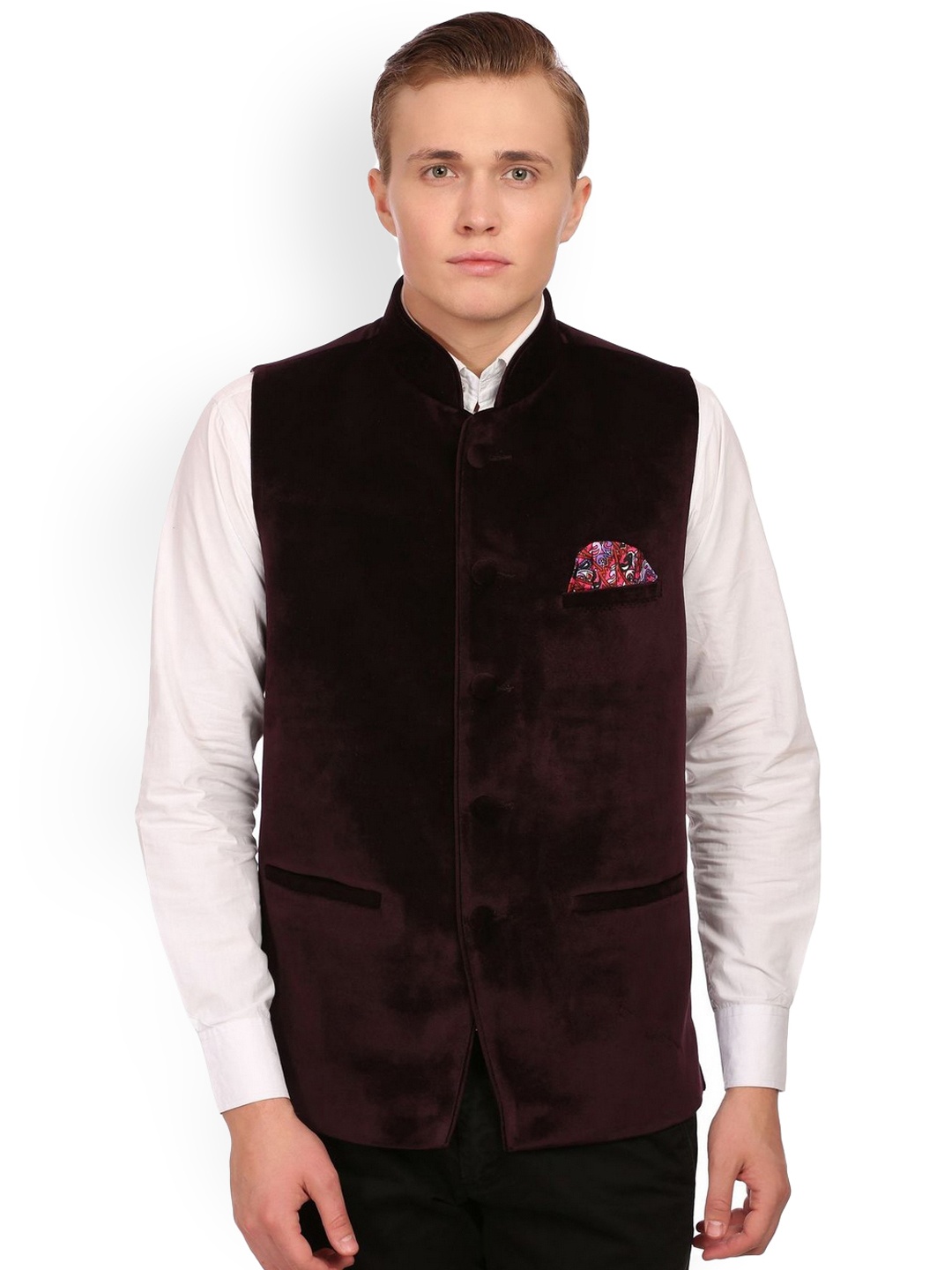 

Wintage Burgundy Velvet Nehru Jacket