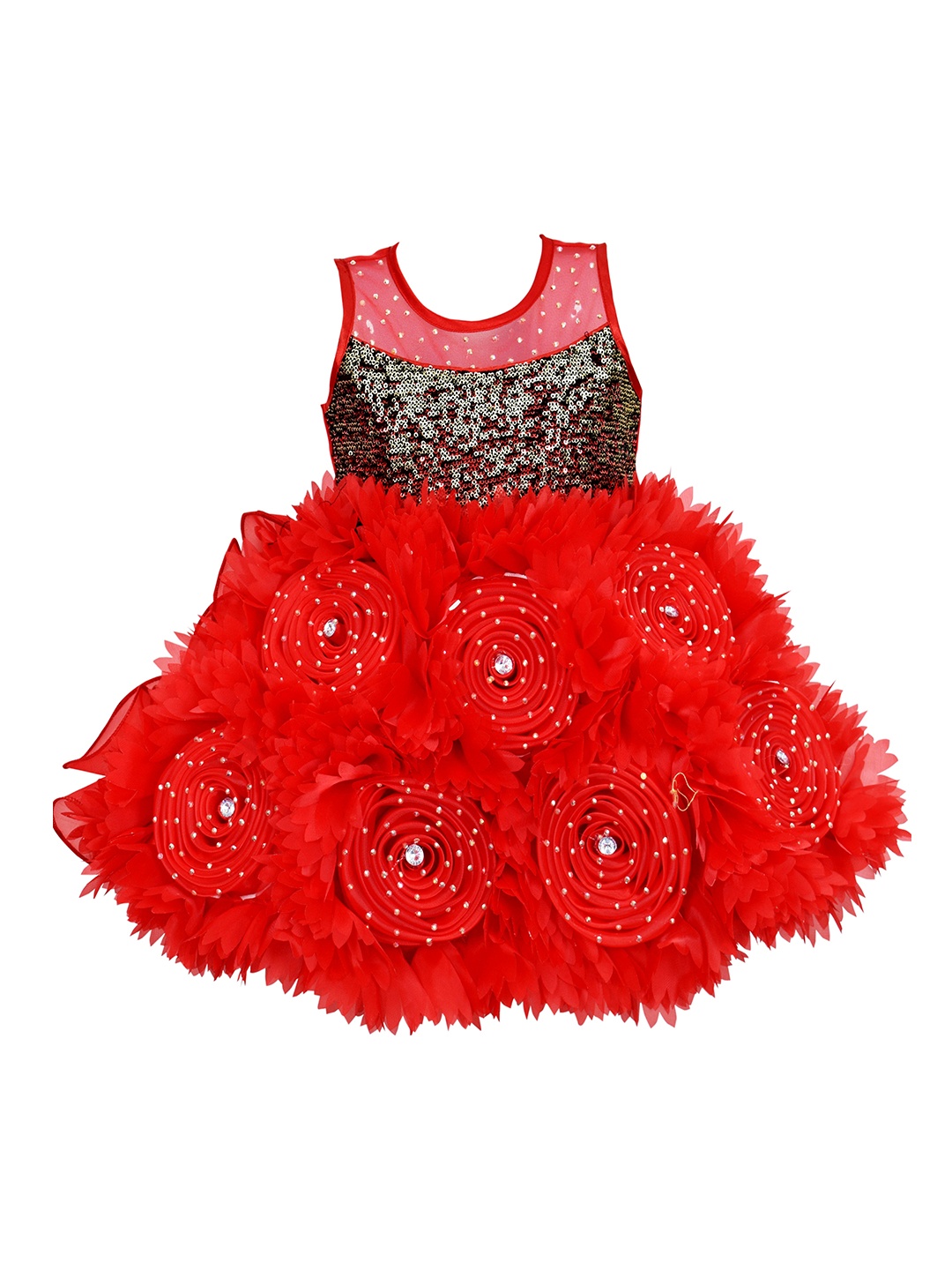 

AMIRTHA FASHION Red Embellished Satin Dress