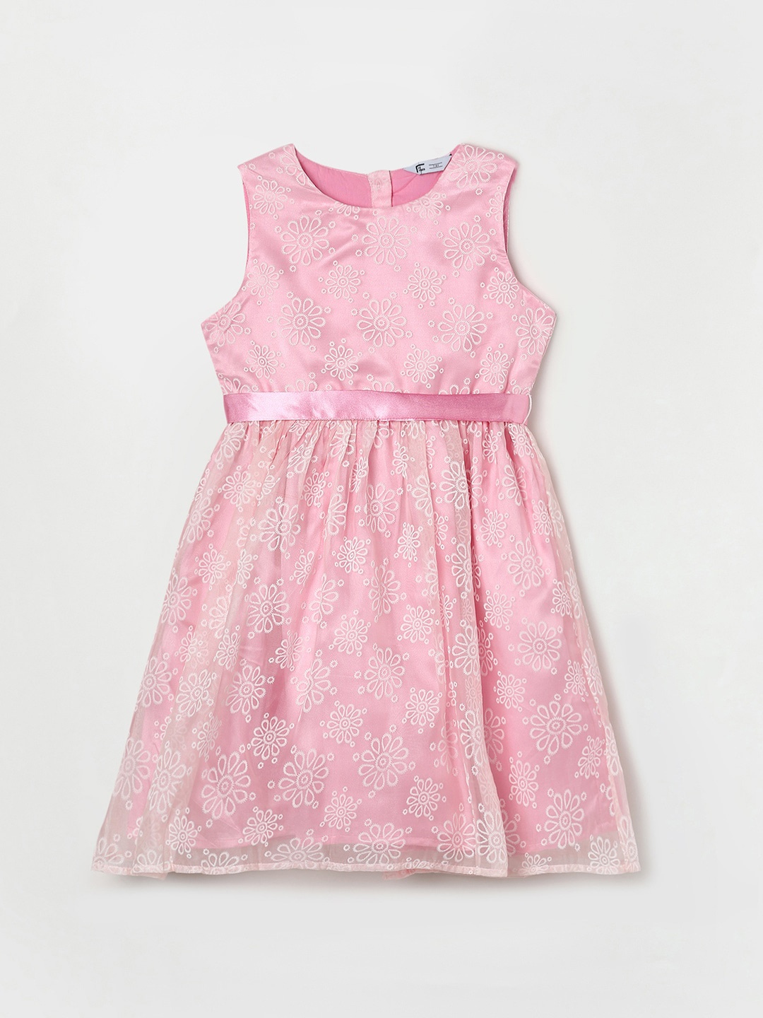

Fame Forever by Lifestyle Pink & White Floral Printed Dress with Belt