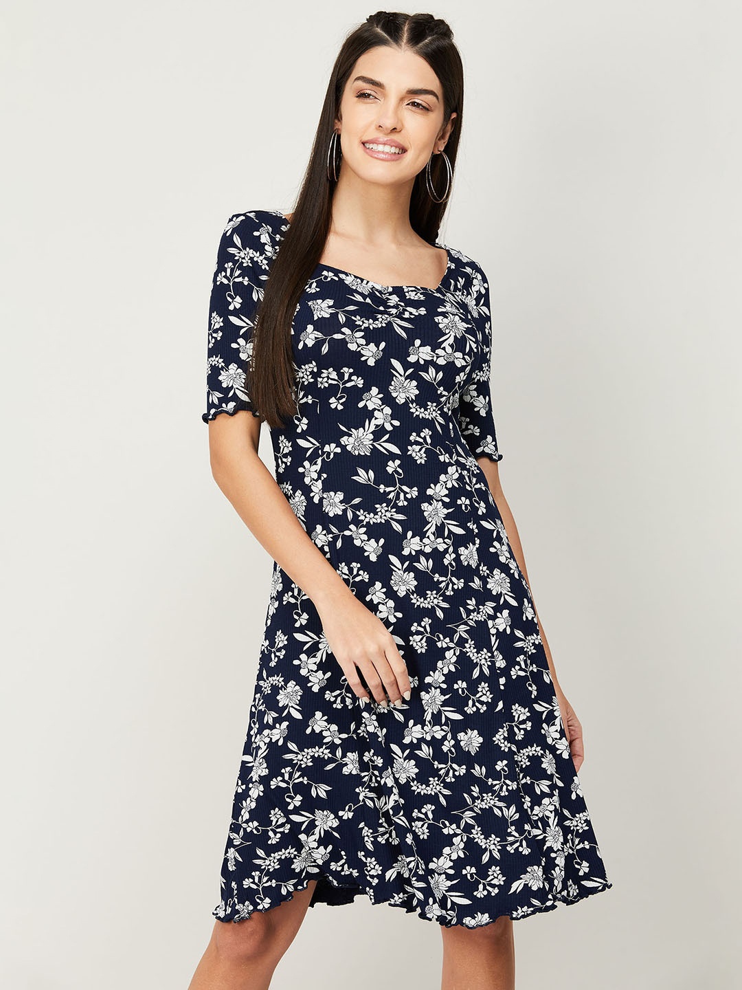 

CODE by Lifestyle Blue & White Floral A-Line Dress