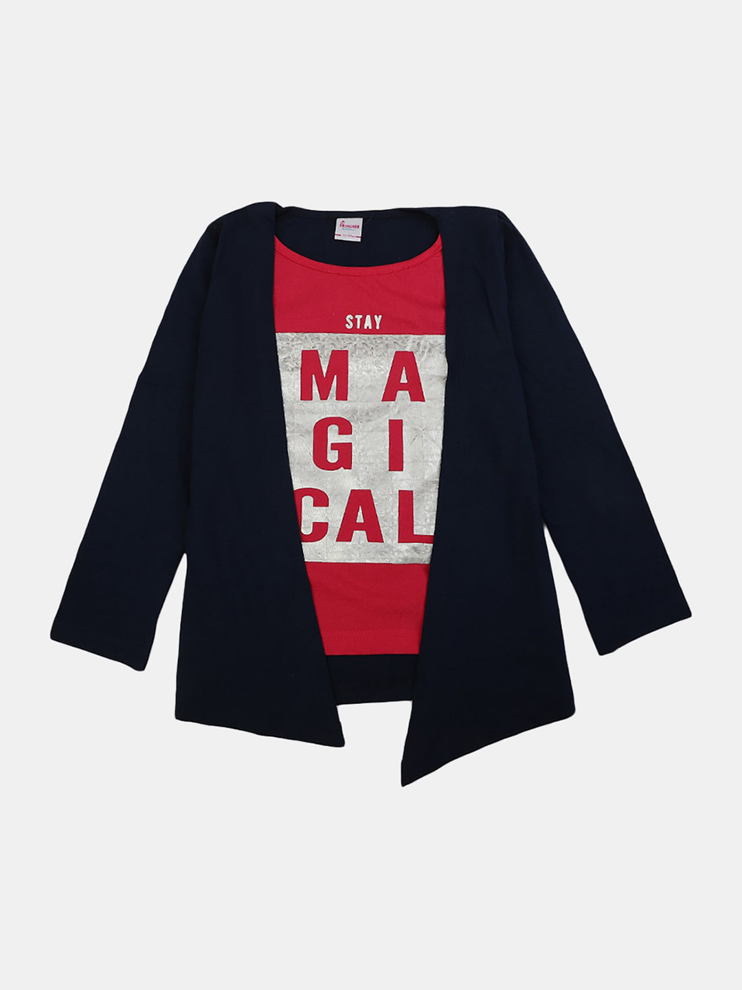 

V-Mart Girls Navy Blue & Red Printed Cotton Top