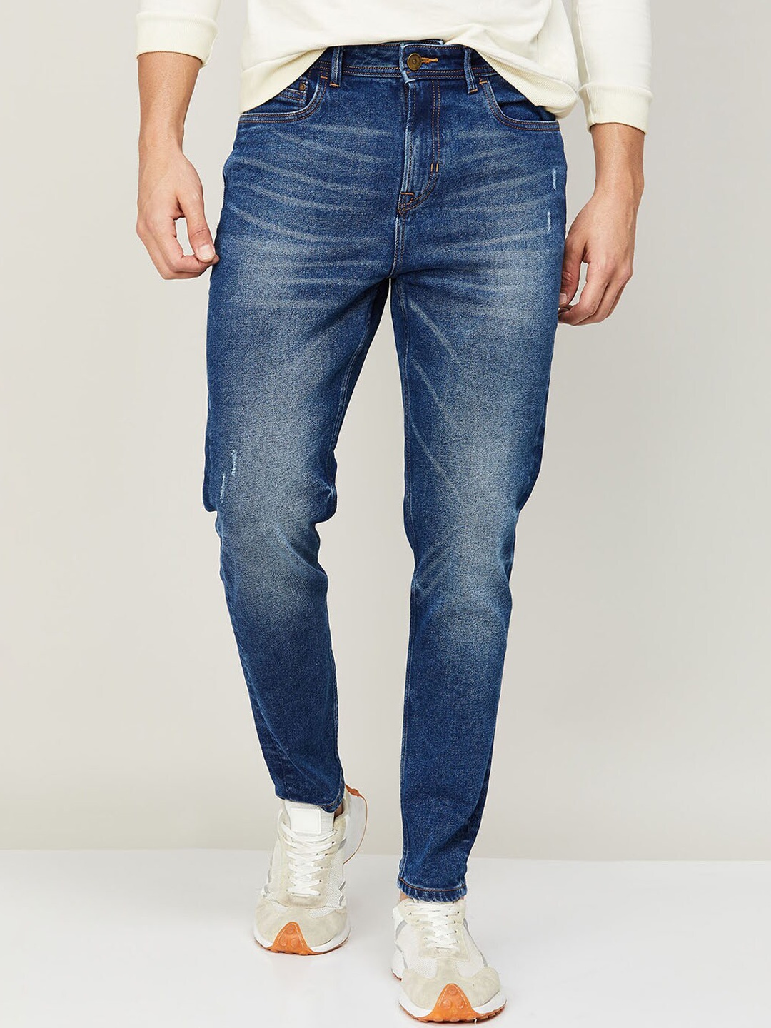 

Forca Men Blue Cotton Low Distress Heavy Fade Jeans