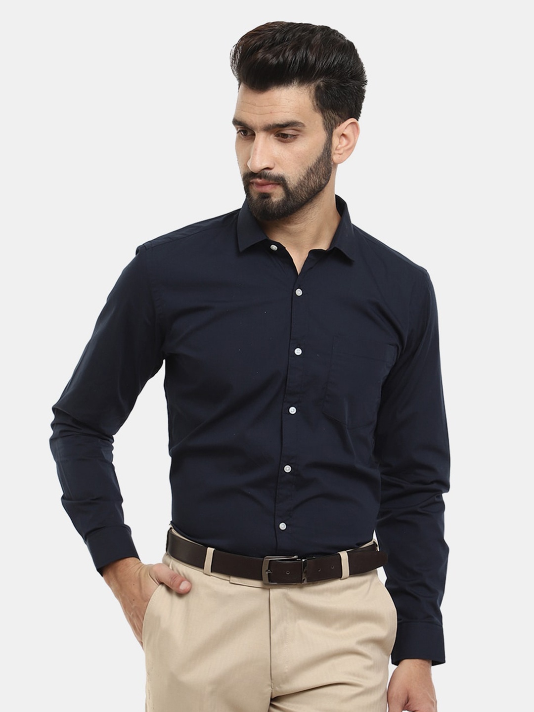 

J White by Vmart Men Navy Blue Formal Shirt