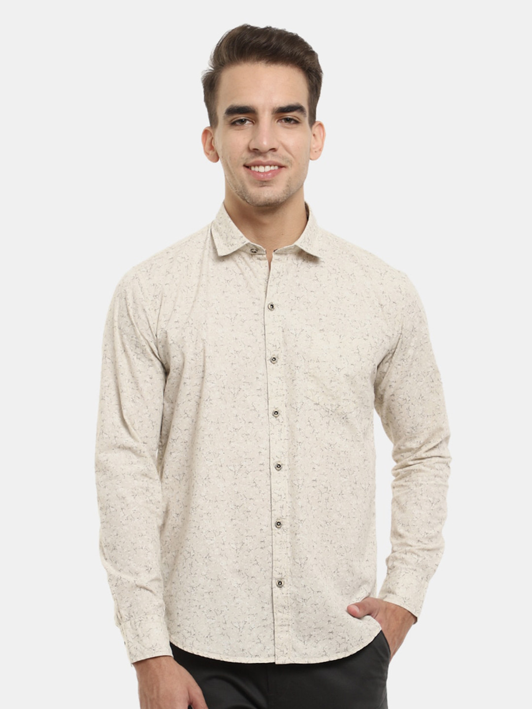 

V-Mart Men Brown Printed Cotton Casual Shirt