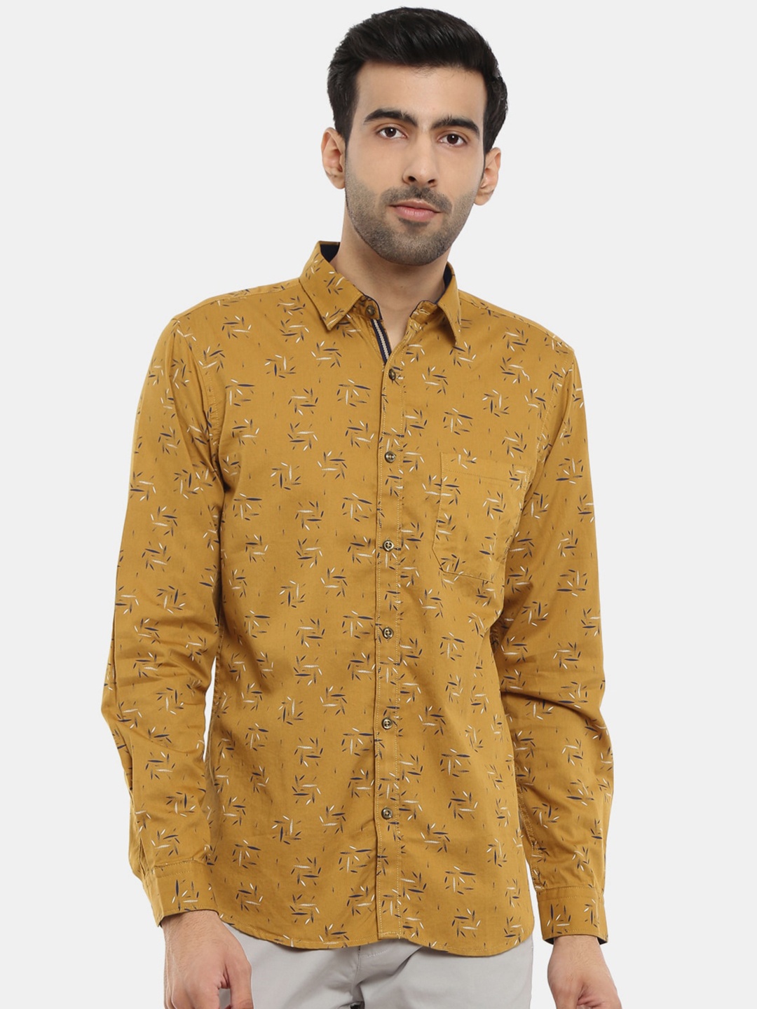 

V-Mart Men Printed Casual Cotton Shirt, Khaki