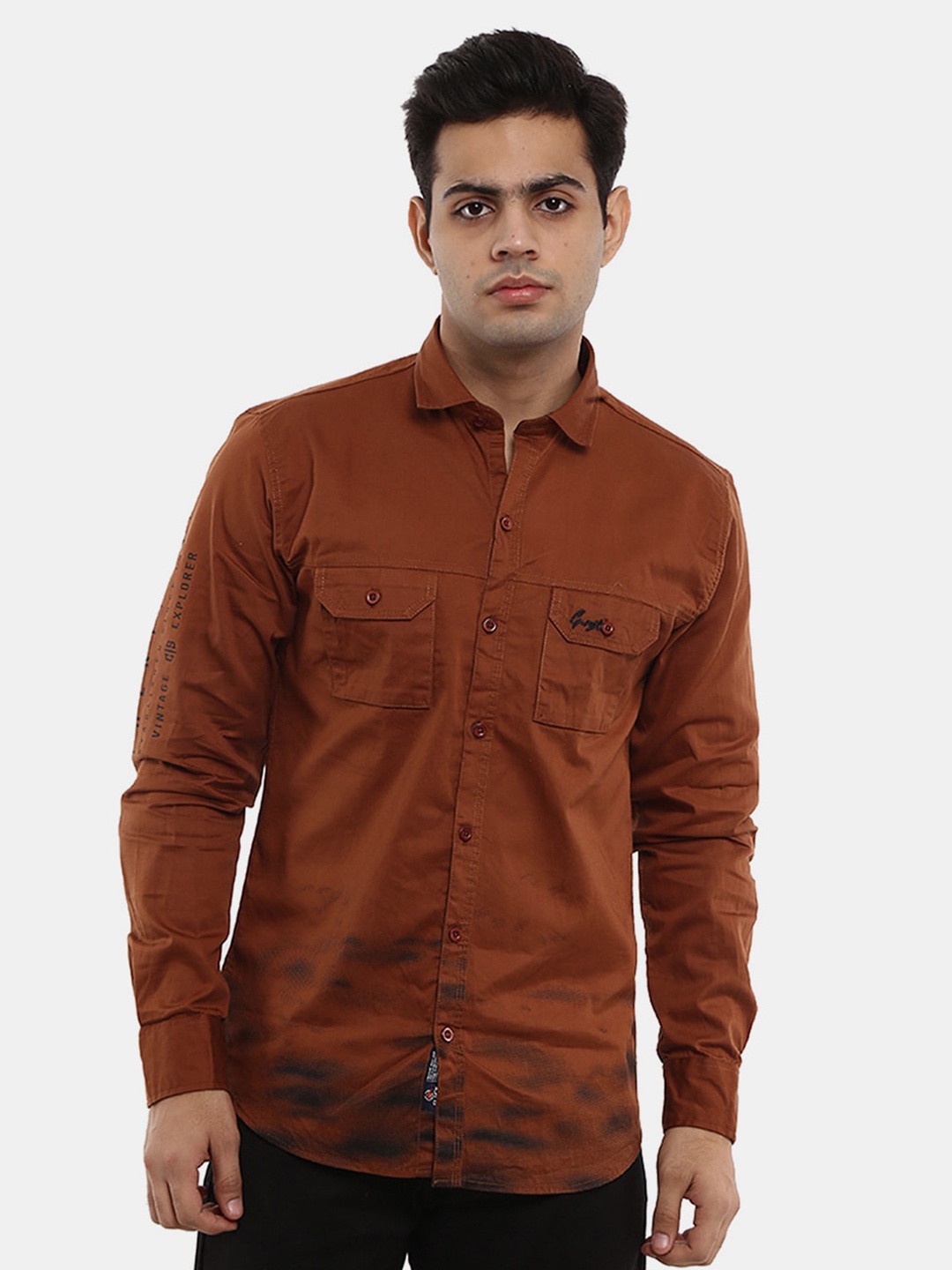 

V-Mart Men Brown Casual Cotton Shirt