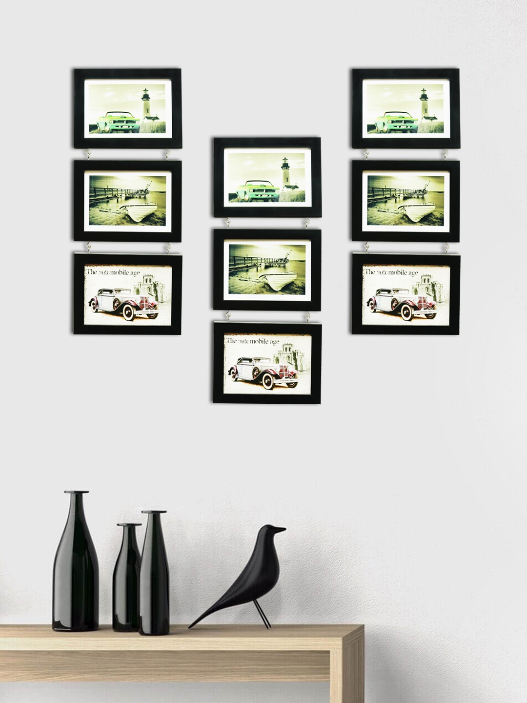 

Art Street Set of 9 Hanging Drop Photo Frames, Black