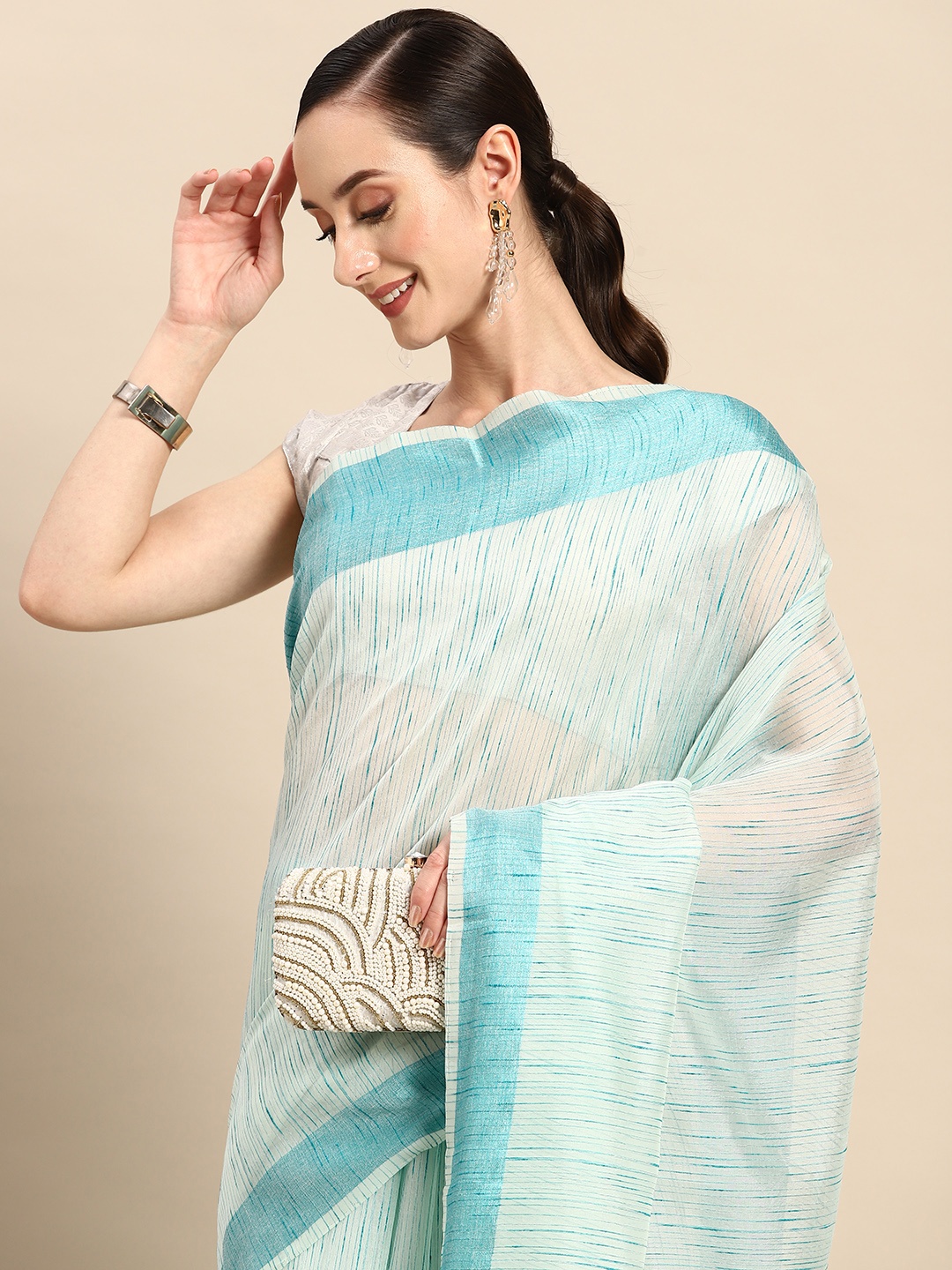 

Tikhi Imli Woven Design Saree, Blue