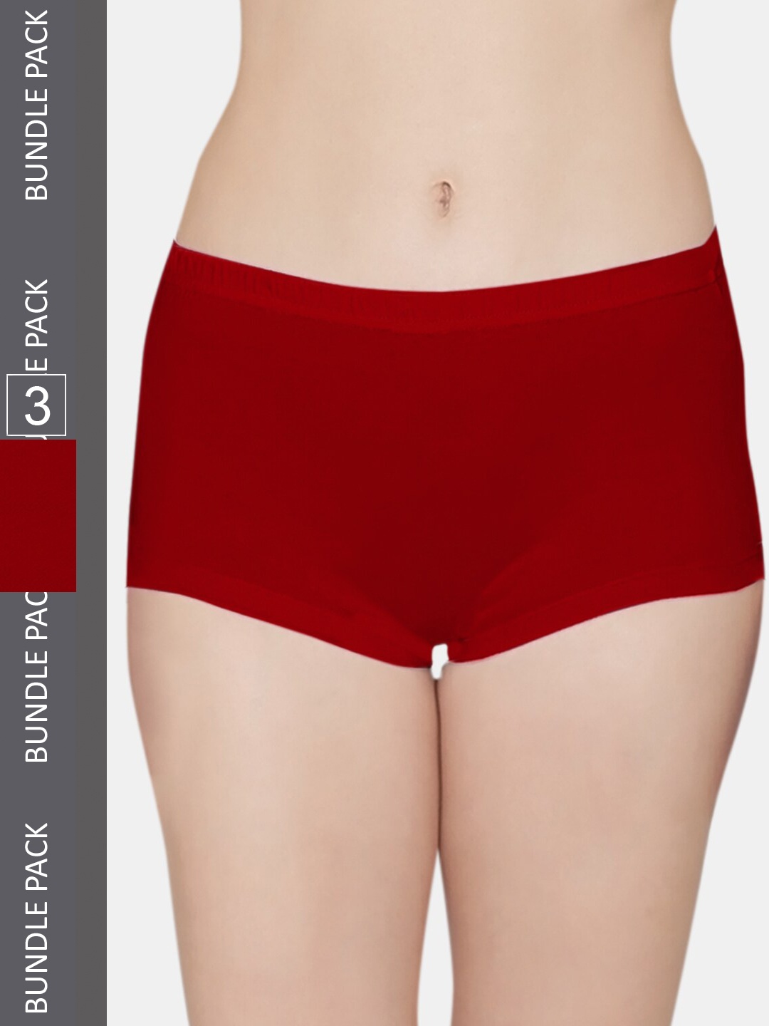 

Kalyani Women Pack Of 3 Red Solid Anti Bacterial Mid Rise Boy Short Briefs