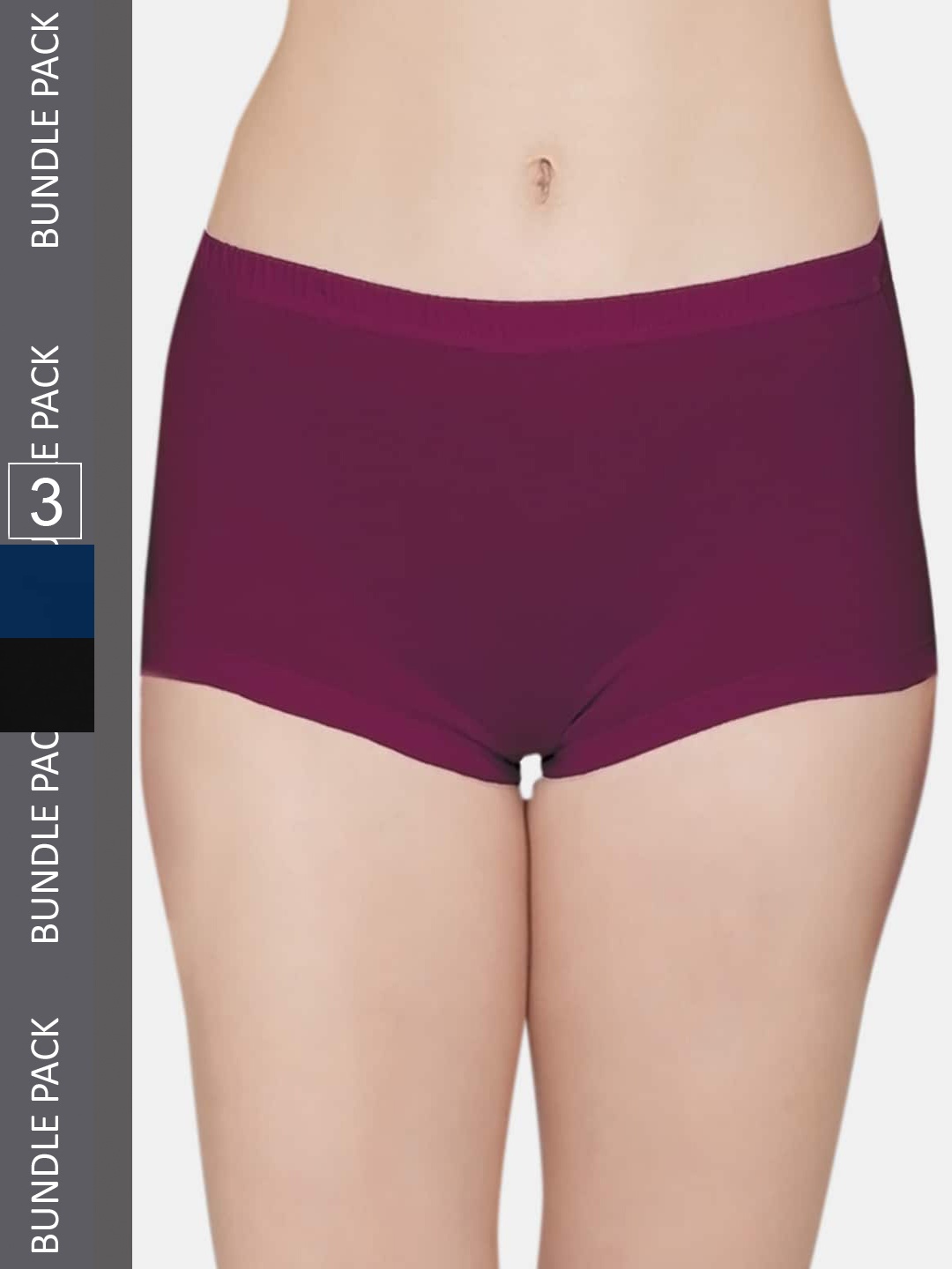

Kalyani Women Pack Of 3 Solid Mid Rise Boy Short Briefs, Purple