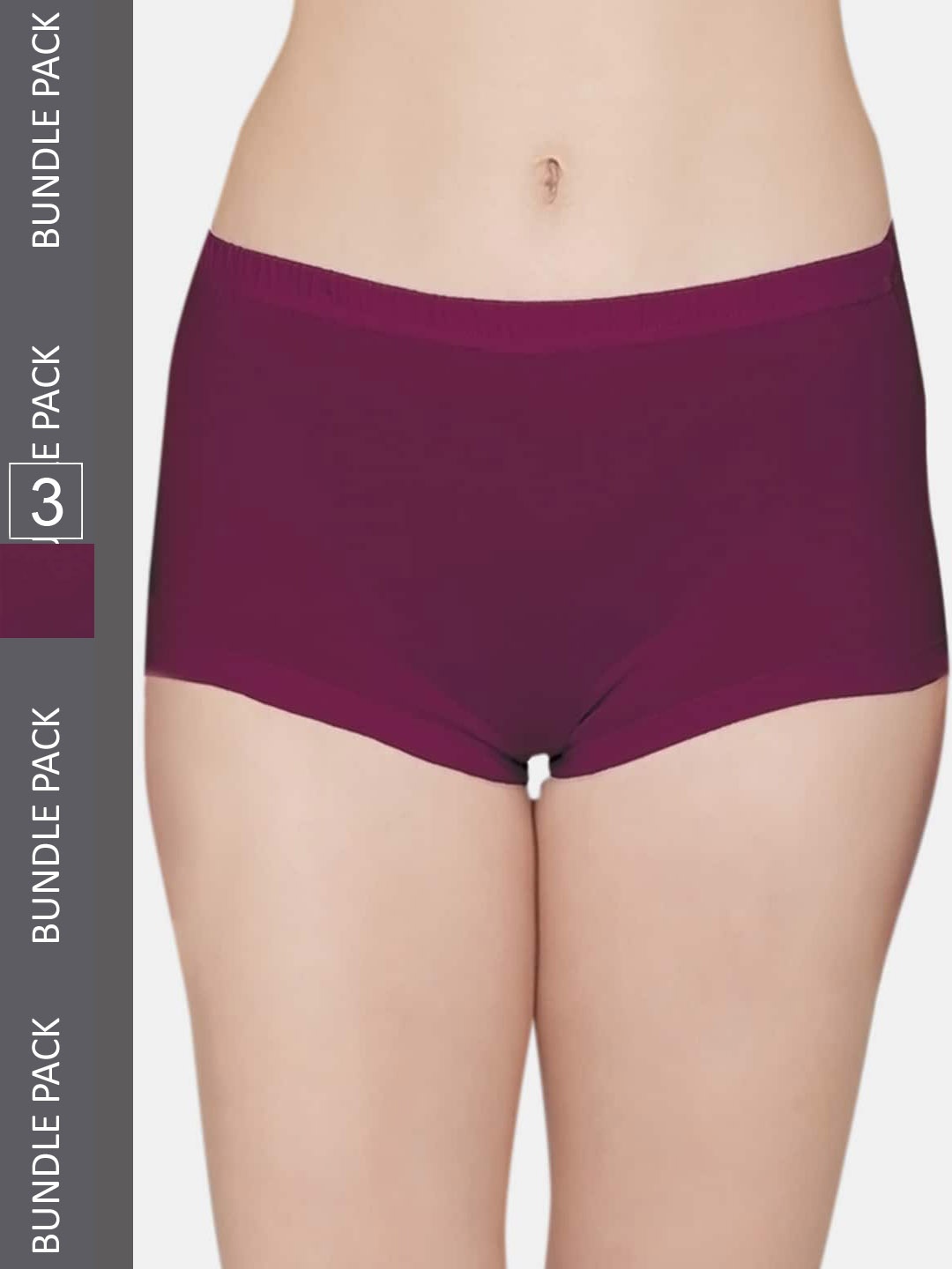 

Kalyani Women Pack Of 3 Purple Solid Mid Rise Boy Short Briefs