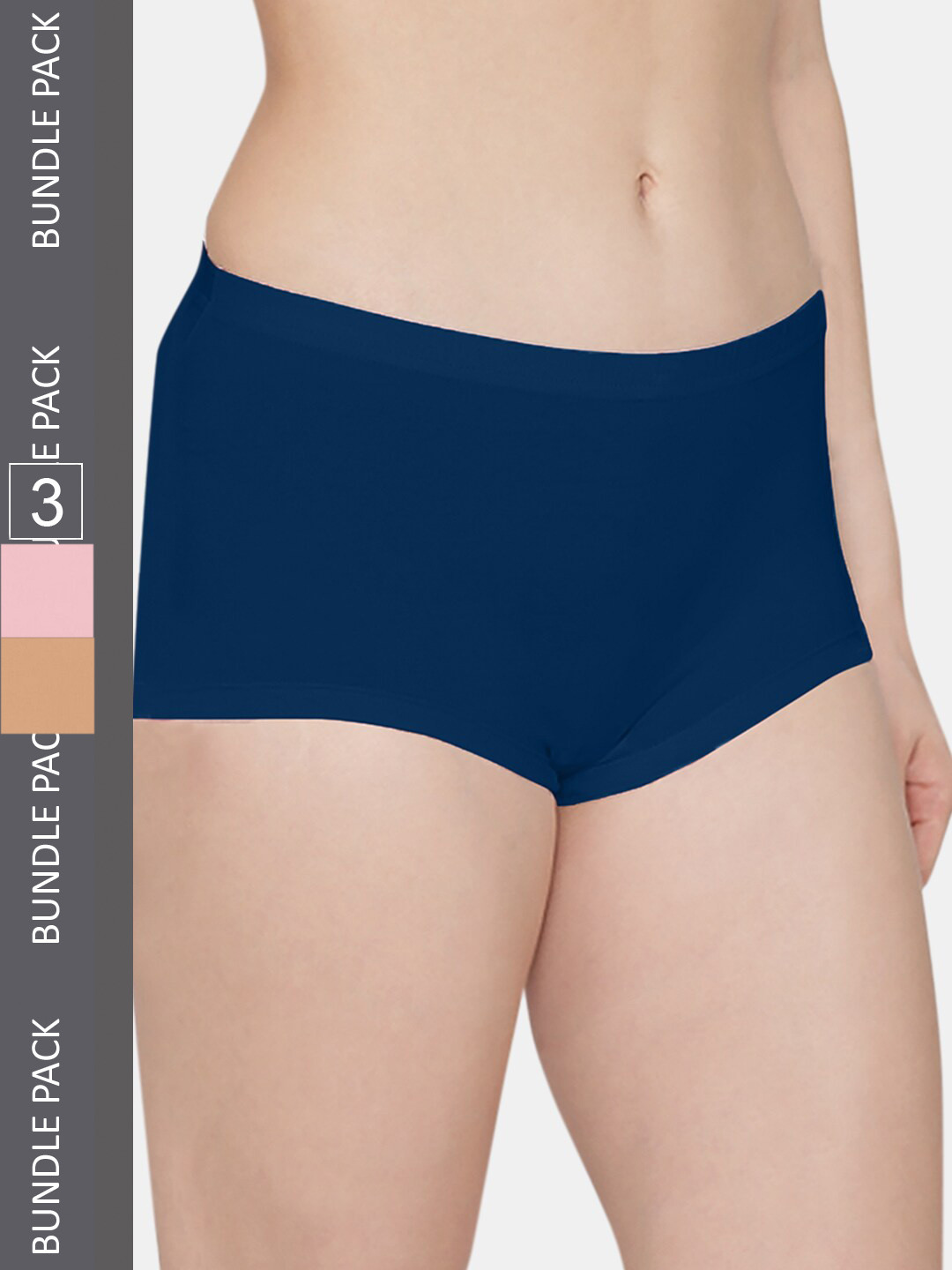 

Kalyani Women Pack Of 3 Solid Mid Rise Anti Bacterial Boy Short Briefs, Navy blue