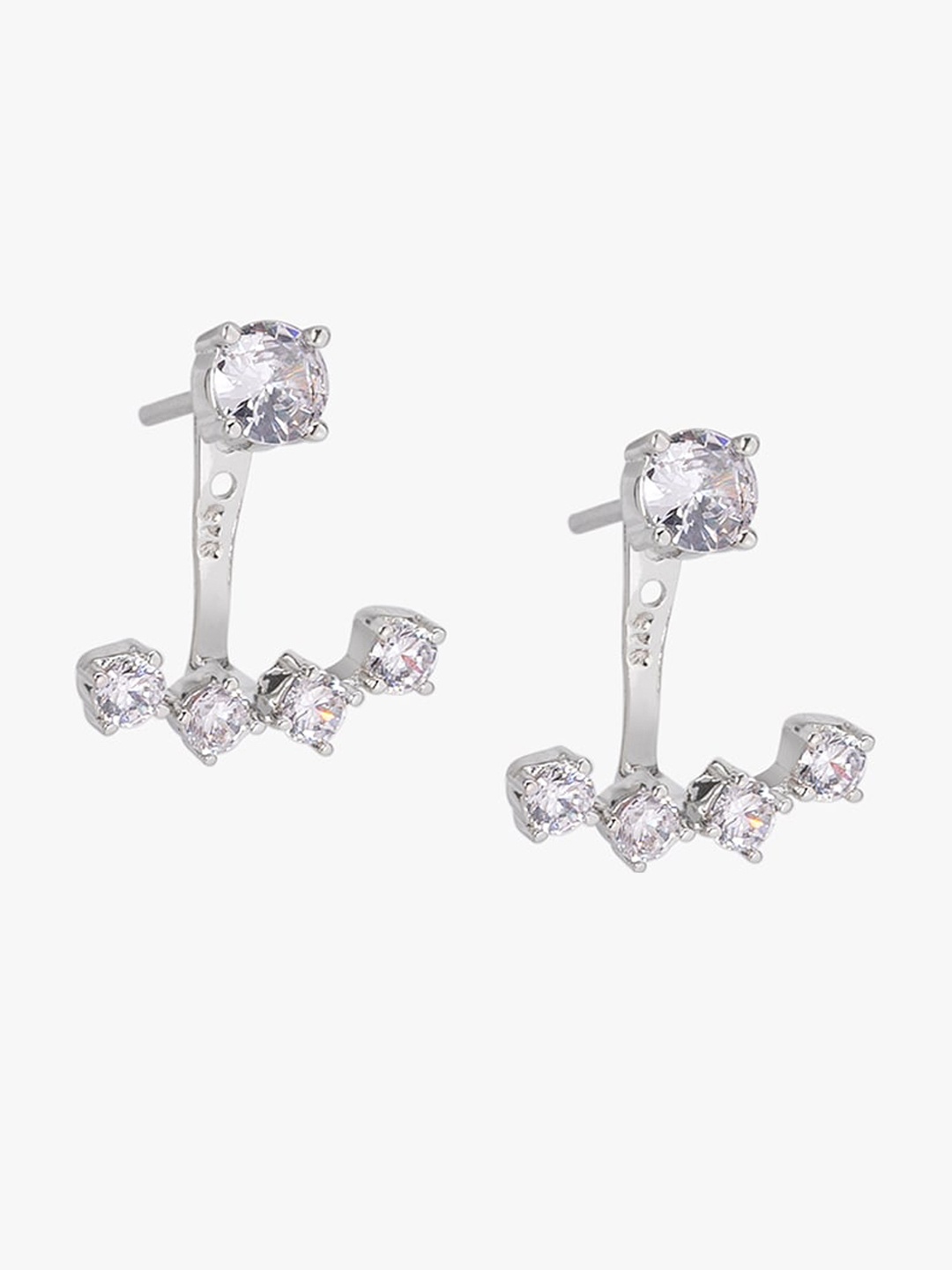 

March by FableStreet Silver-Toned & Rhodium Plated Classic Studs Earrings