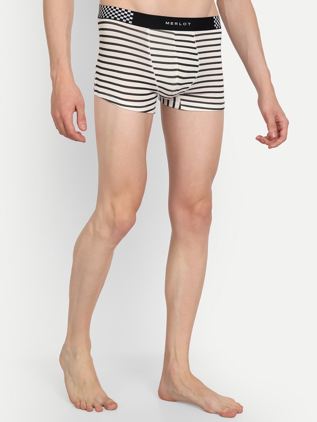 

MERLOT Men Striped Trunks, White